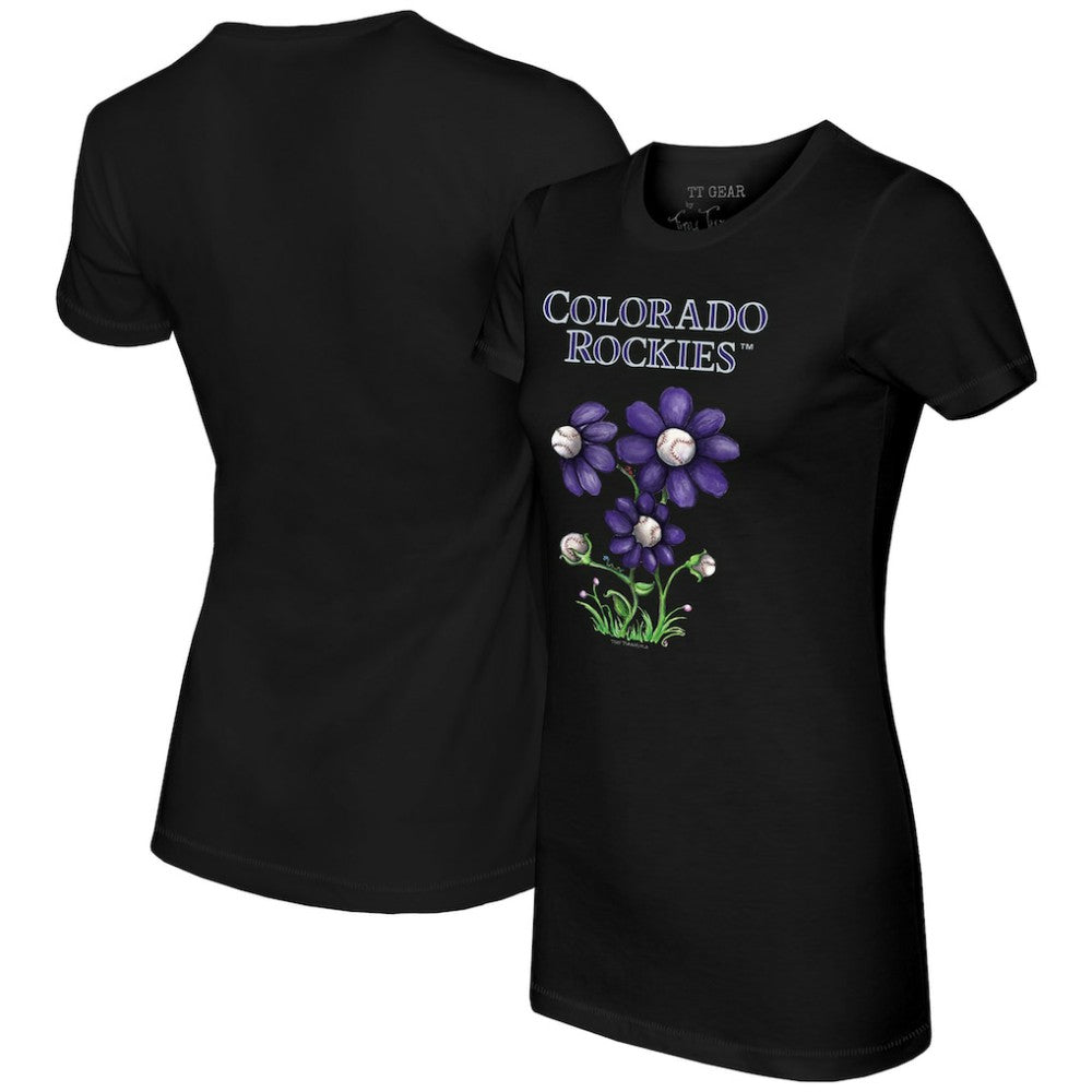 Colorado Rockies Tiny Turnip Women's Blooming Baseballs T-Shirt - Black