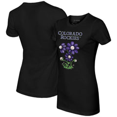 Colorado Rockies Tiny Turnip Women's Blooming Baseballs T-Shirt - Black