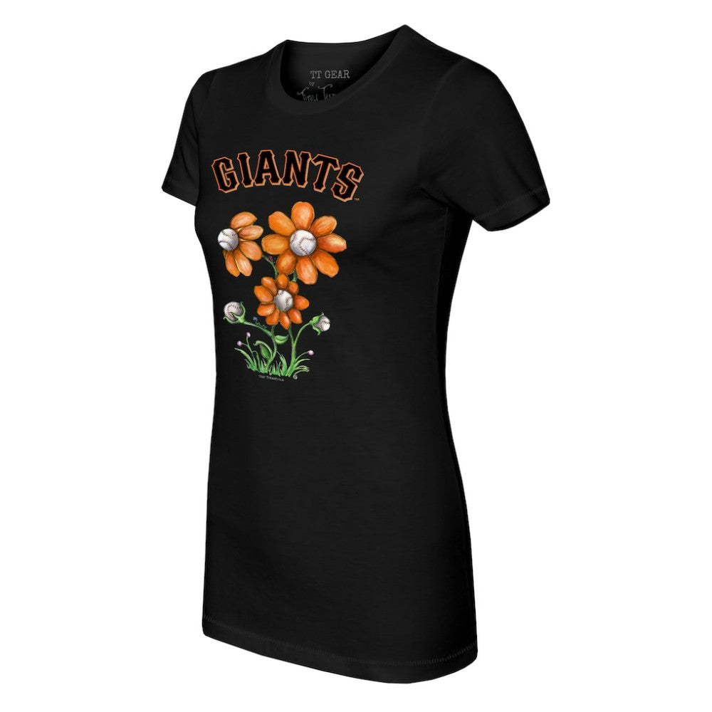 San Francisco Giants Tiny Turnip Women's Blooming Baseballs T-Shirt - Black