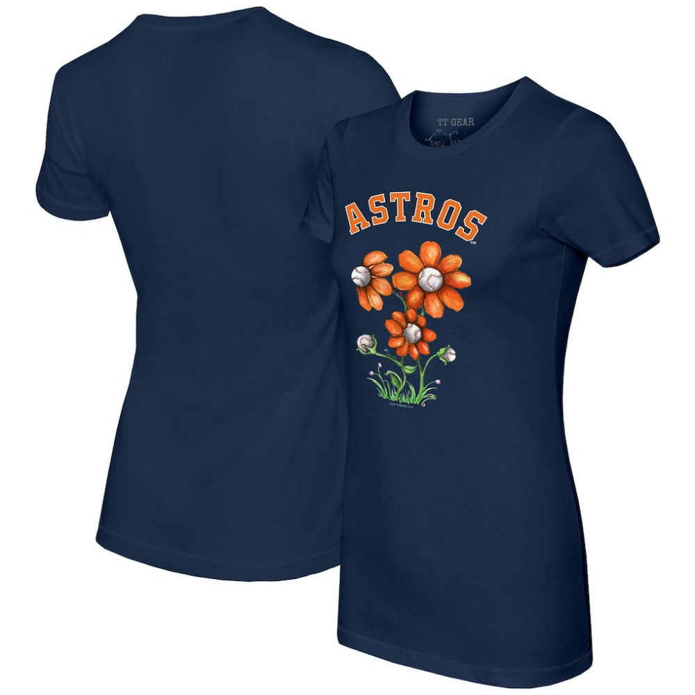 Houston Astros Tiny Turnip Women's Blooming Baseballs T-Shirt - Navy