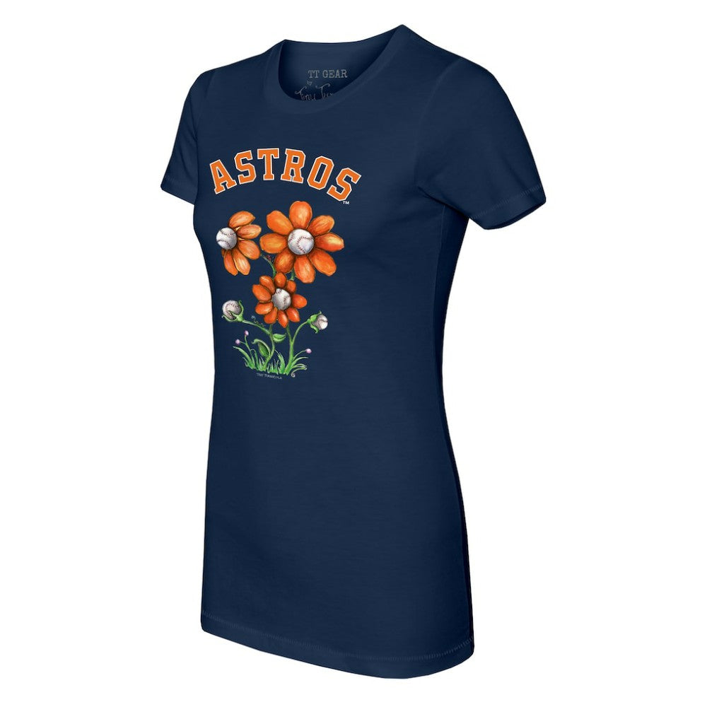 Houston Astros Tiny Turnip Women's Blooming Baseballs T-Shirt - Navy