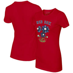 Boston Red Sox Tiny Turnip Women's Blooming Baseballs T-Shirt - Red