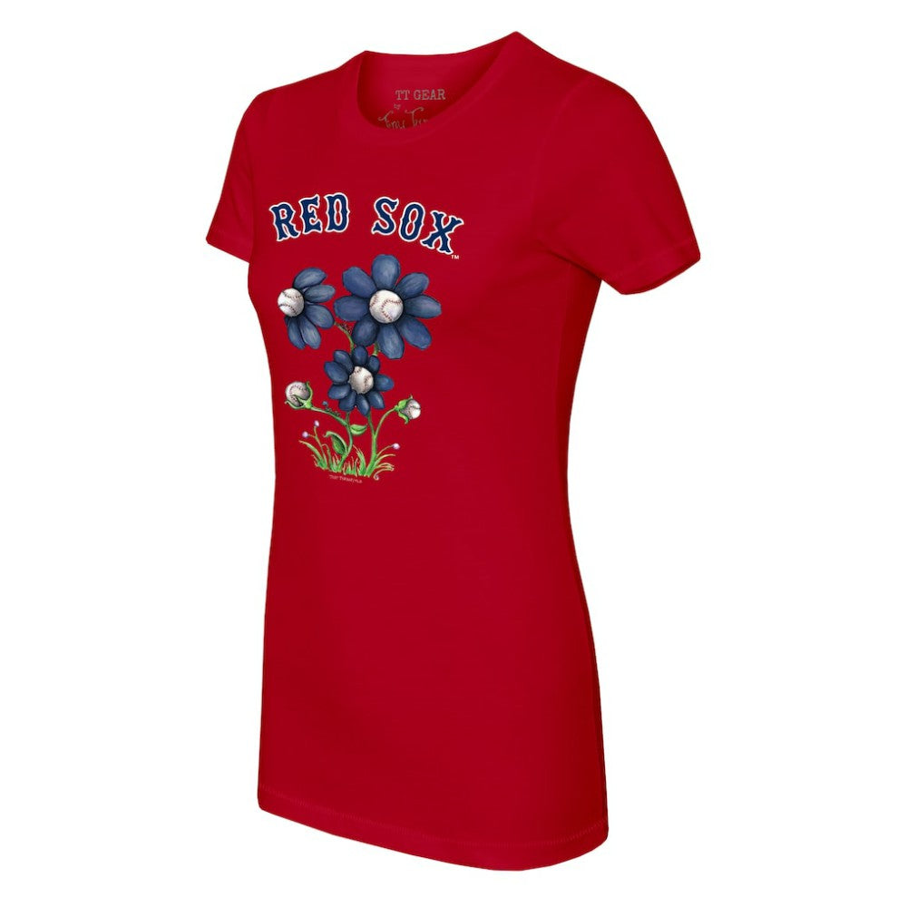 Boston Red Sox Tiny Turnip Women's Blooming Baseballs T-Shirt - Red