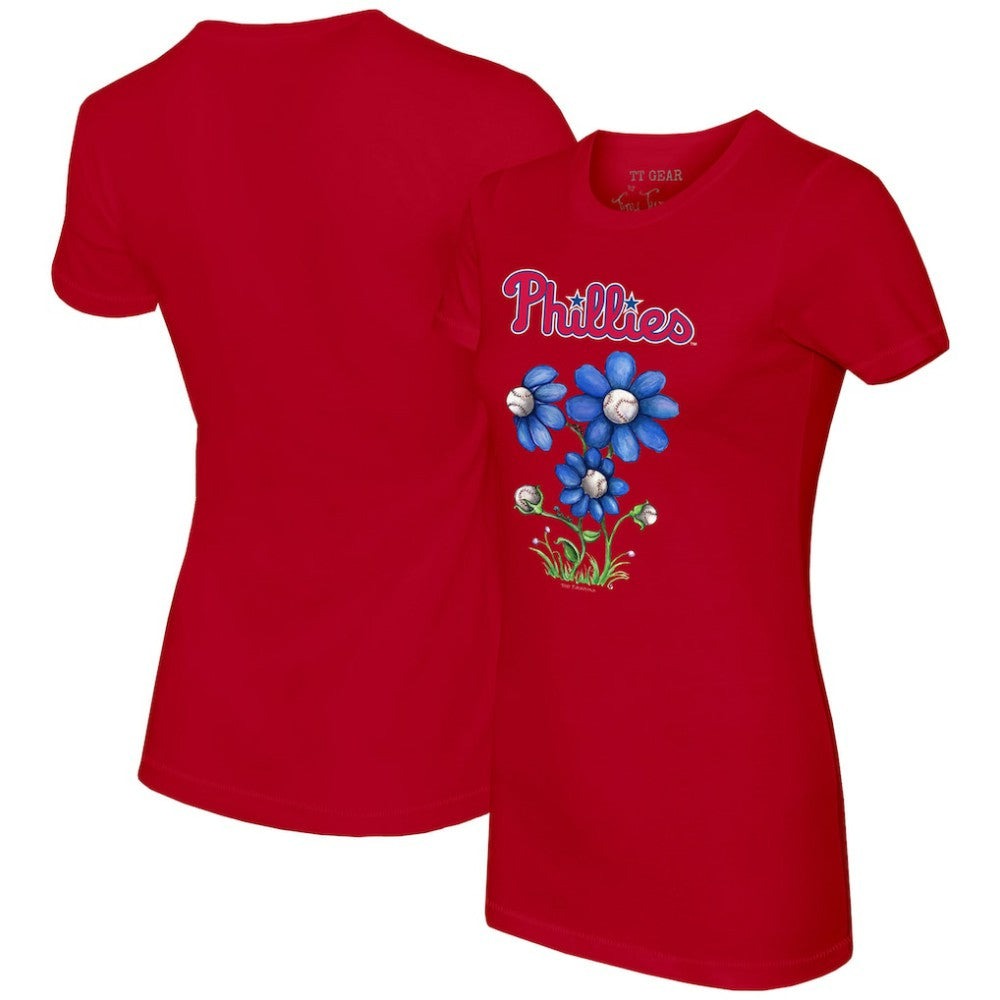Philadelphia Phillies Tiny Turnip Women's Blooming Baseballs T-Shirt - Red