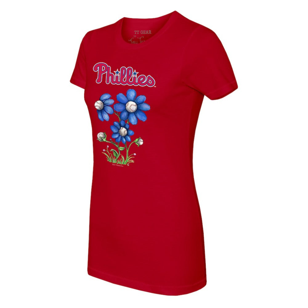 Philadelphia Phillies Tiny Turnip Women's Blooming Baseballs T-Shirt - Red