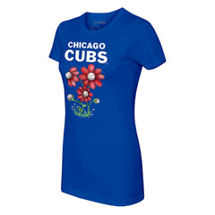 Chicago Cubs Tiny Turnip Women's Blooming Baseballs T-Shirt - Royal