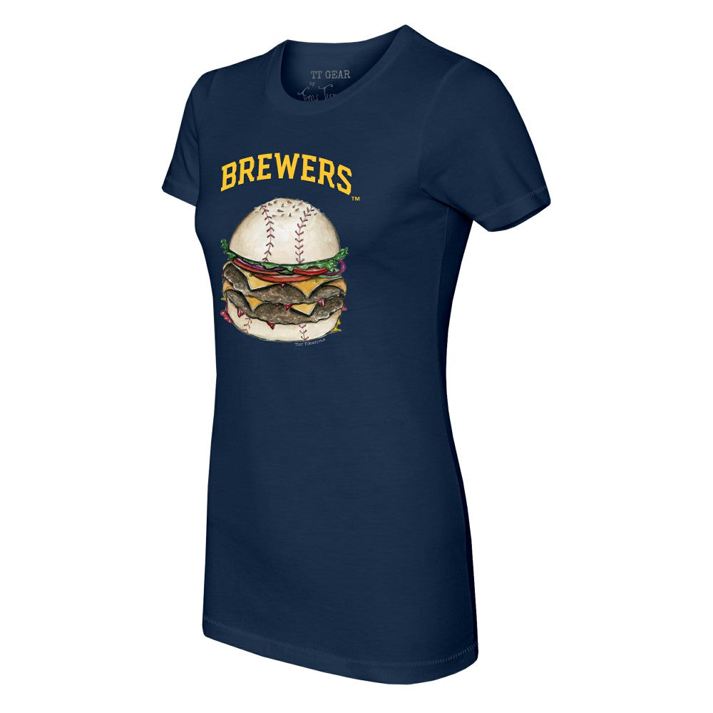 Milwaukee Brewers Tiny Turnip Women's Burger T-Shirt - Navy