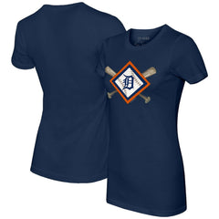 Detroit Tigers Tiny Turnip Women's Diamond Cross Bats T-Shirt - Navy