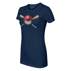Washington Nationals Tiny Turnip Women's Hat Crossbats T-Shirt - Navy