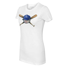 Kansas City Royals Tiny Turnip Women's Hat Crossbats T-Shirt - White