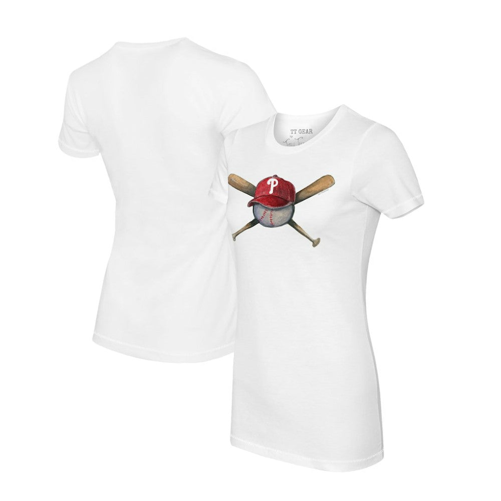 Philadelphia Phillies Tiny Turnip Women's Hat Crossbats T-Shirt - White