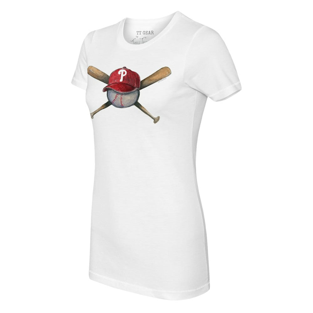 Philadelphia Phillies Tiny Turnip Women's Hat Crossbats T-Shirt - White