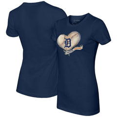 Detroit Tigers Tiny Turnip Women's Heart Banner T-Shirt - Navy
