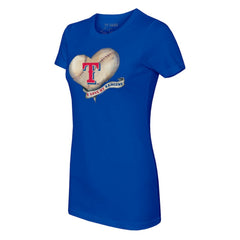 Texas Rangers Tiny Turnip Women's Heart Banner T-Shirt - Royal