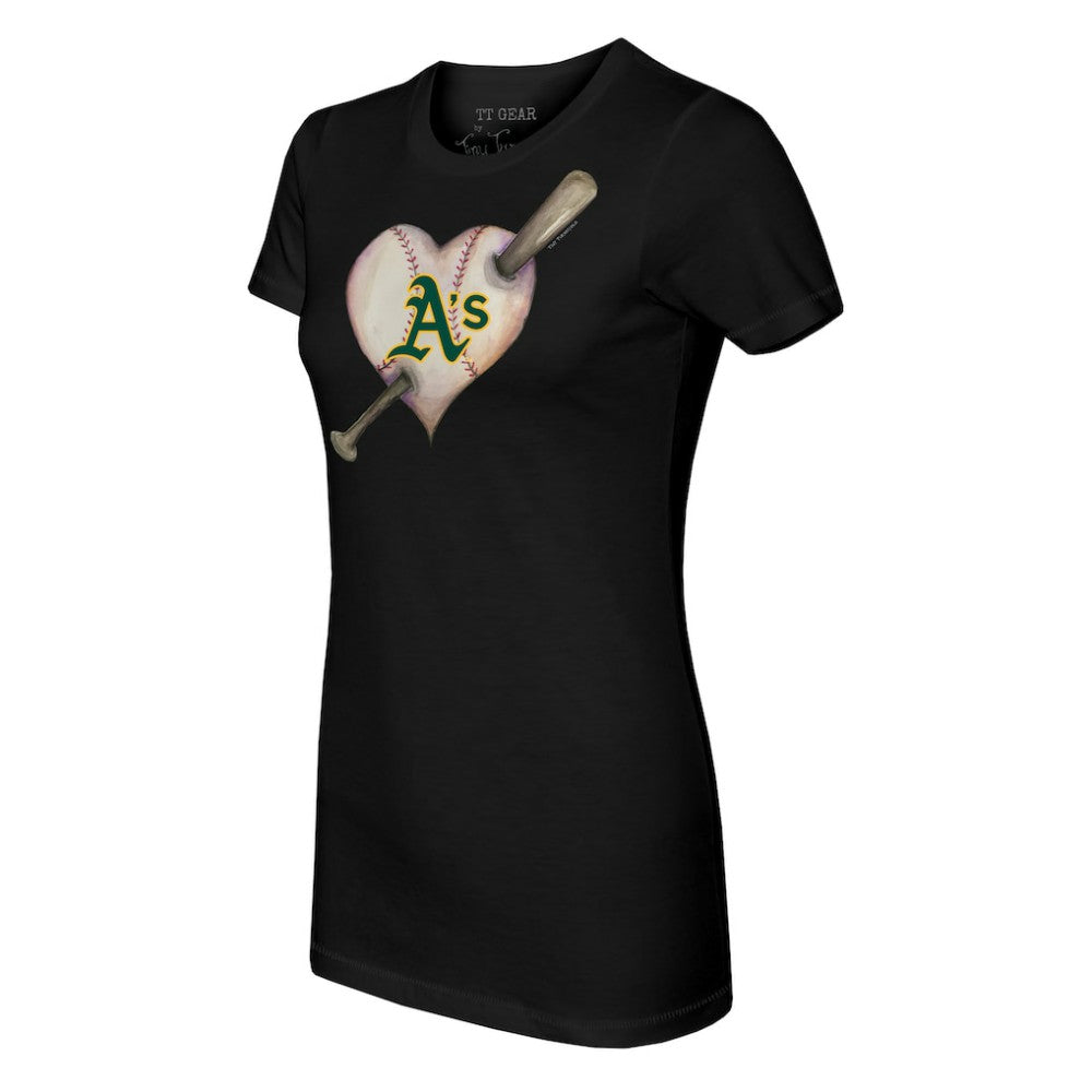 Athletics Tiny Turnip Women's Heart Bat T-Shirt - Black