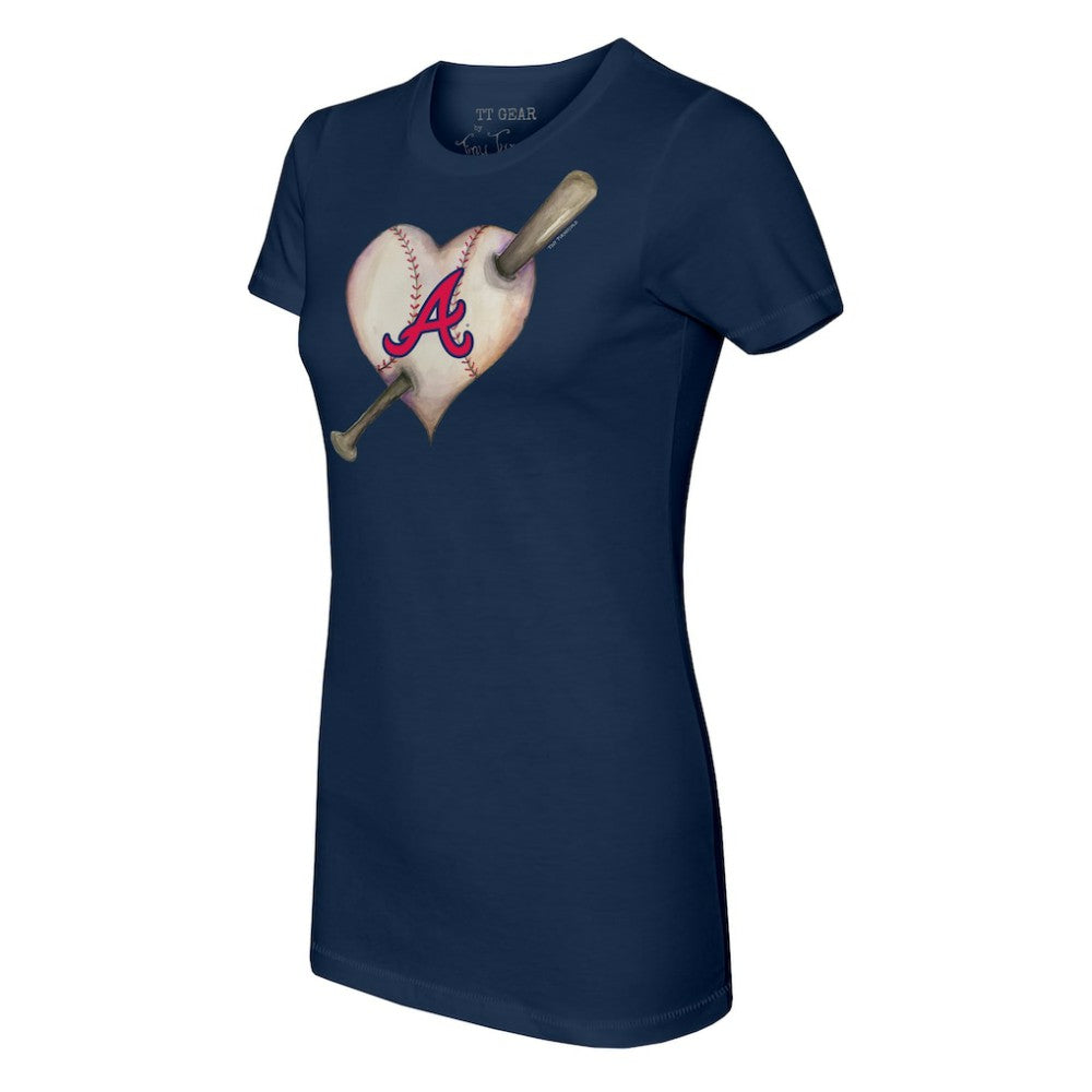 Atlanta Braves Tiny Turnip Women's Heart Bat T-Shirt - Navy
