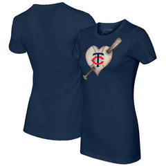 Minnesota Twins Tiny Turnip Women's Heart Bat T-Shirt - Navy