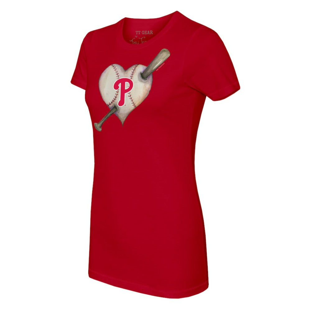 Philadelphia Phillies Tiny Turnip Women's Heart Bat T-Shirt - Red