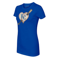 Kansas City Royals Tiny Turnip Women's Heart Bat T-Shirt - Royal