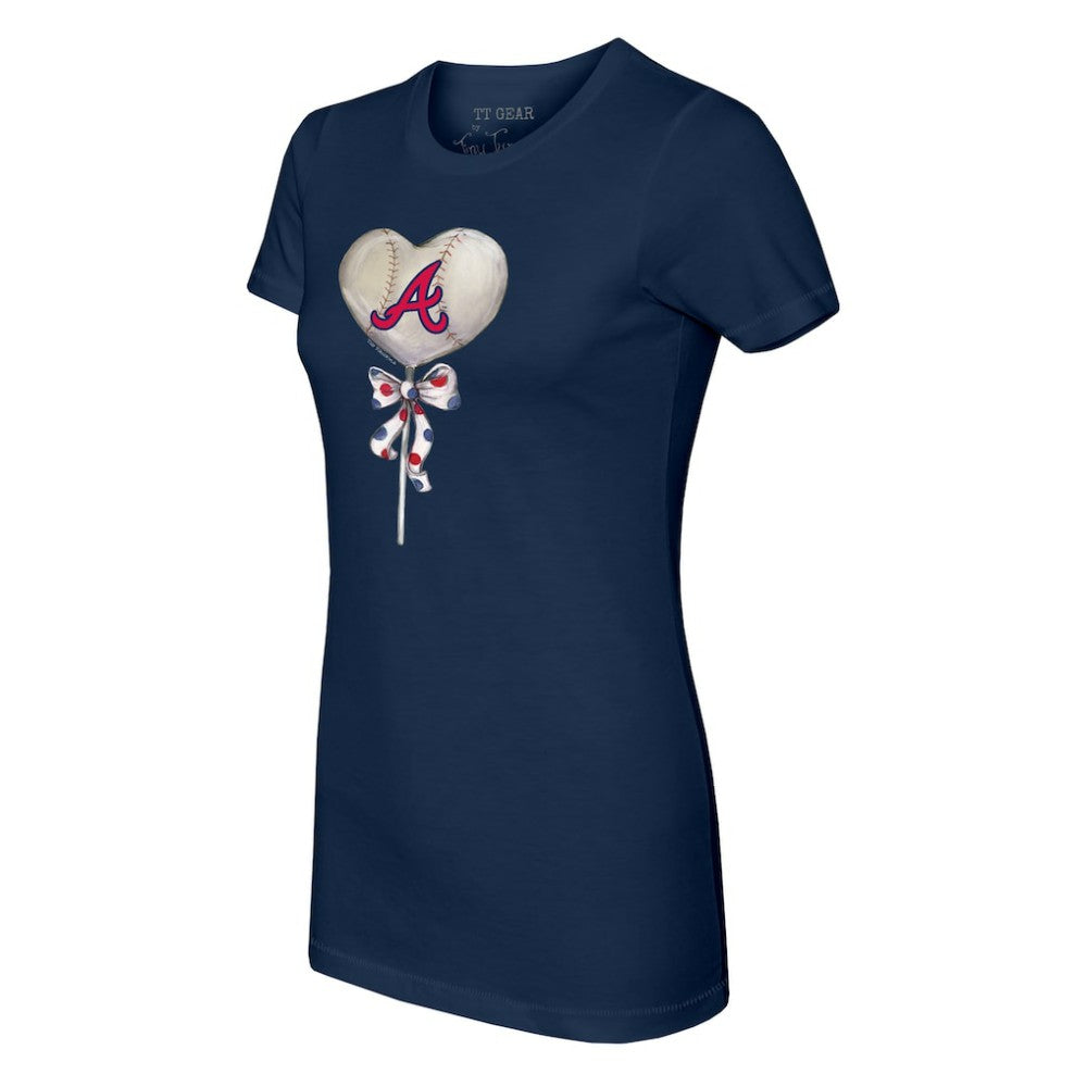 Atlanta Braves Tiny Turnip Women's Heart Lolly T-Shirt - Navy