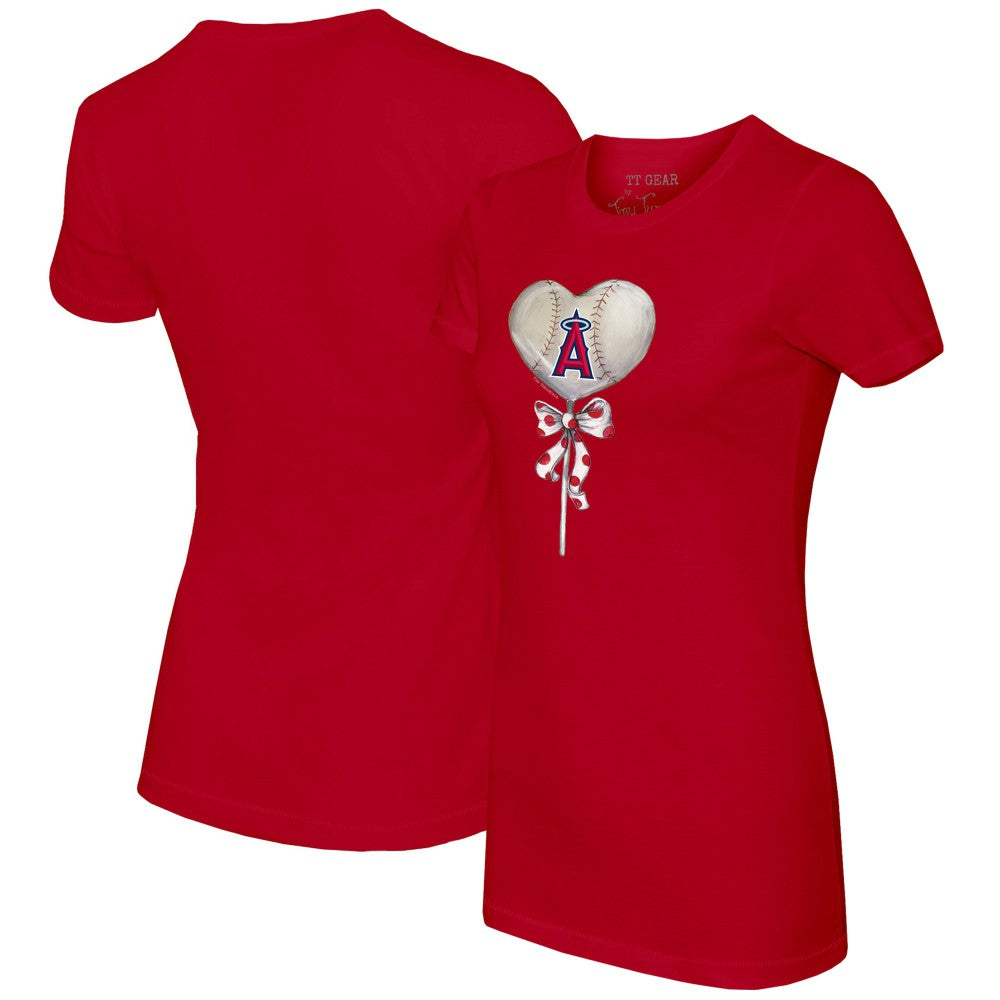 Los Angeles Angels Tiny Turnip Women's Heart Lolly T-Shirt - Red