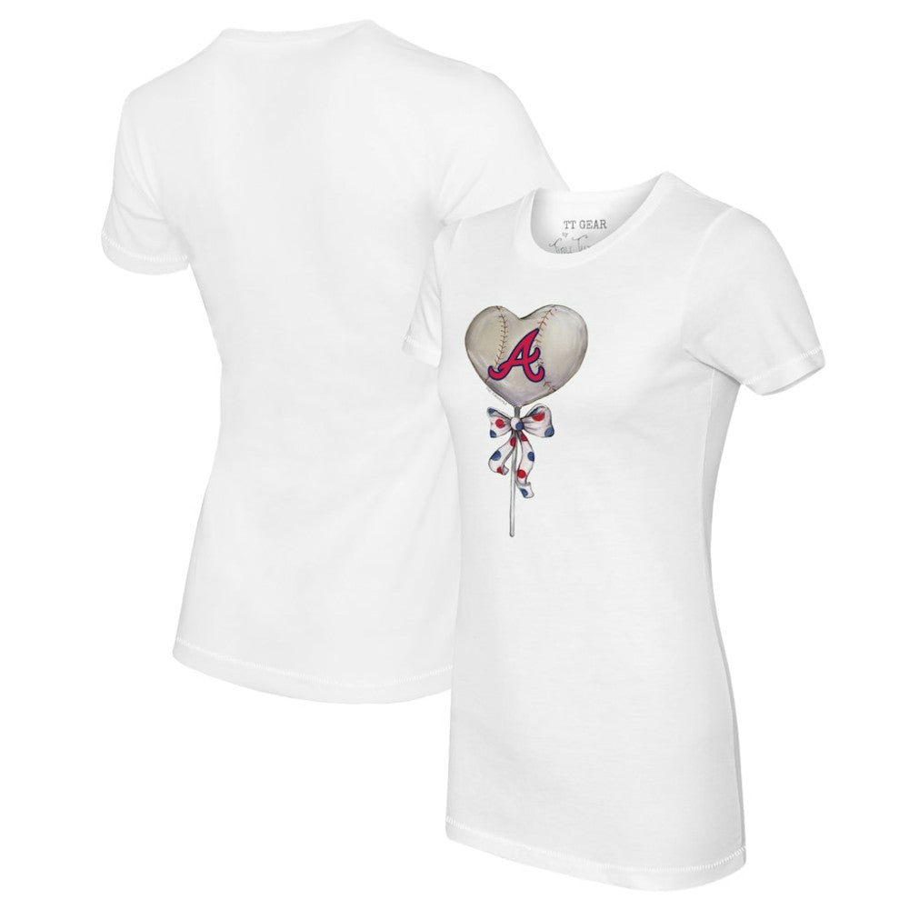 Atlanta Braves Tiny Turnip Women's Heart Lolly T-Shirt - White