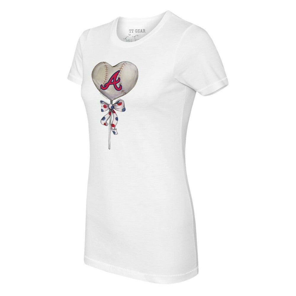 Atlanta Braves Tiny Turnip Women's Heart Lolly T-Shirt - White