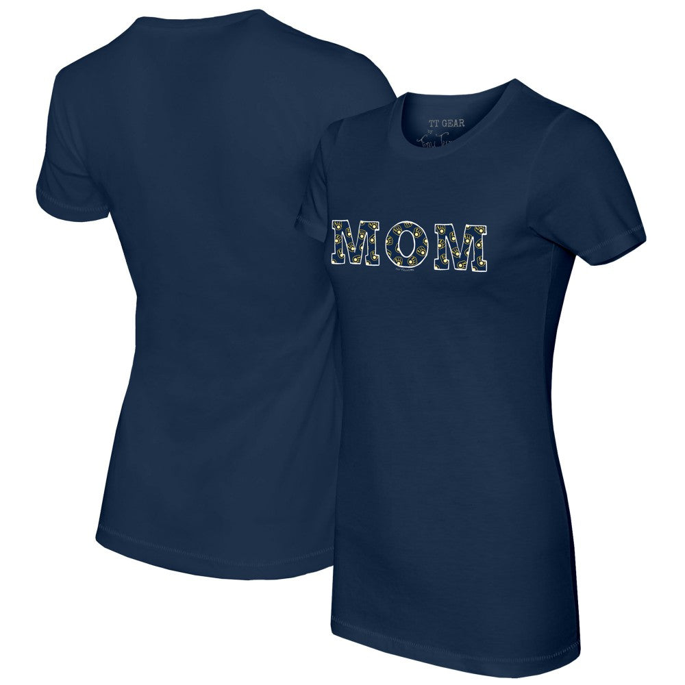 Milwaukee Brewers Tiny Turnip Women's Logo Mom T-Shirt - Navy