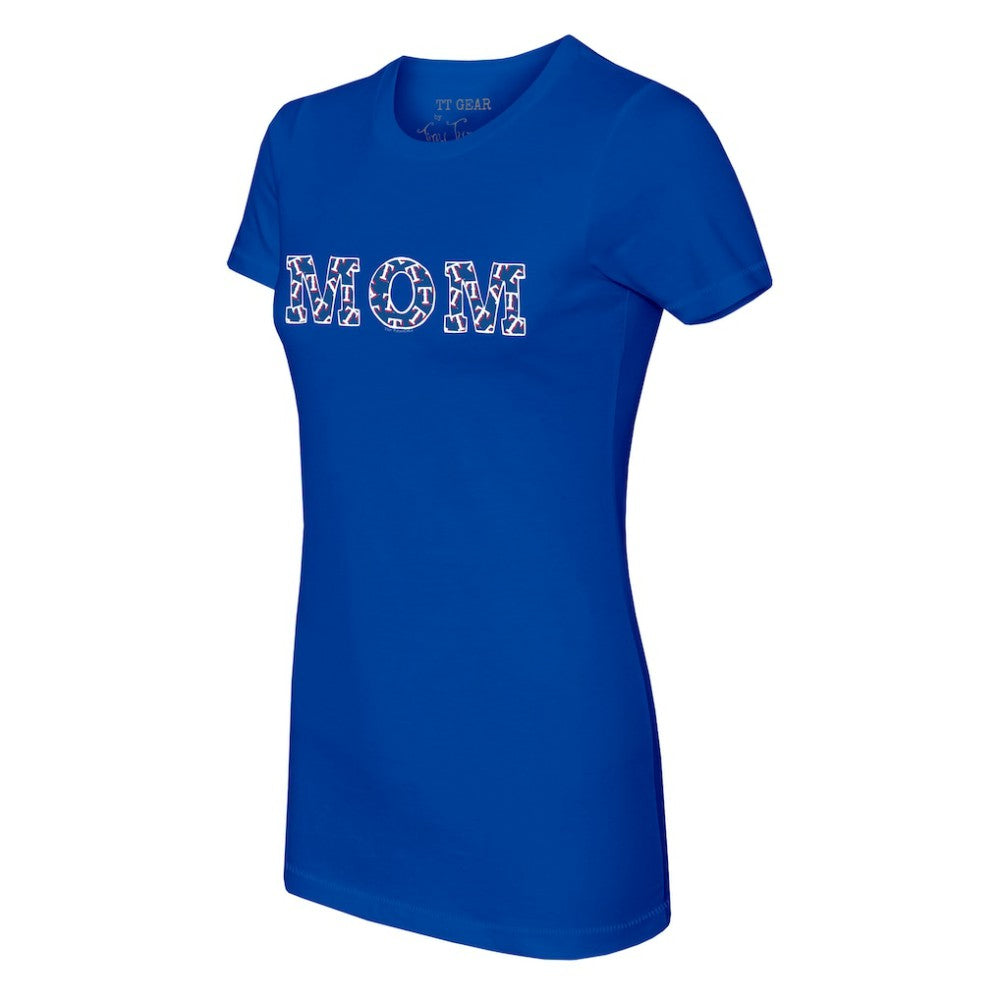 Texas Rangers Tiny Turnip Women's Logo Mom T-Shirt - Royal