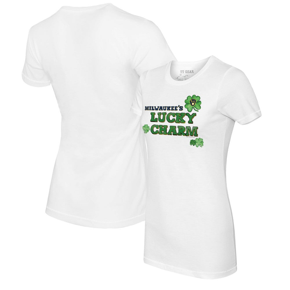 Milwaukee Brewers Tiny Turnip Women's Lucky Charm T-Shirt - White