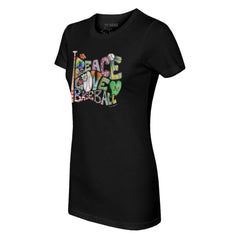 Athletics Tiny Turnip Women's Peace Love Baseball Fitted T-Shirt - Black