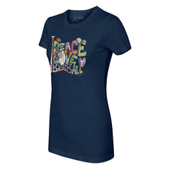 Minnesota Twins Tiny Turnip Women's Peace Love Baseball Fitted T-Shirt - Navy
