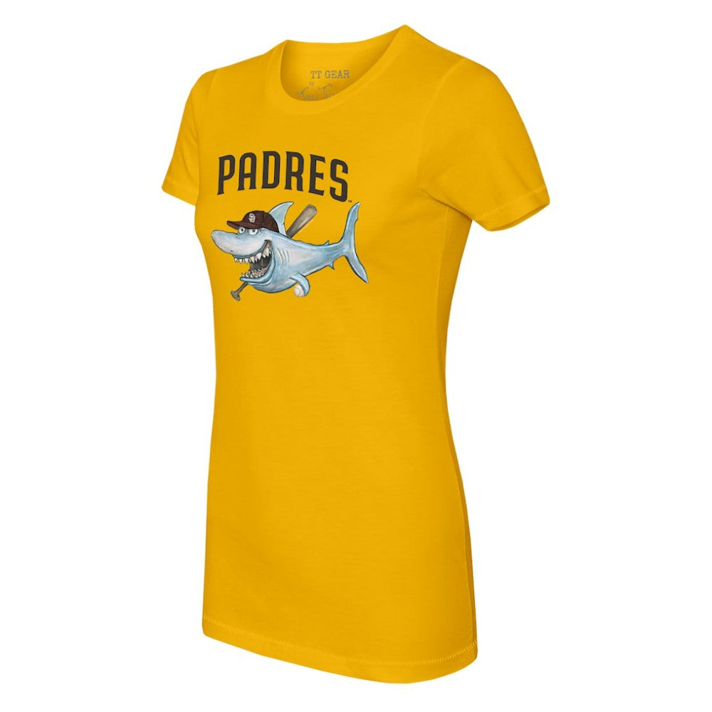 San Diego Padres Tiny Turnip Women's Shark T-Shirt - Gold