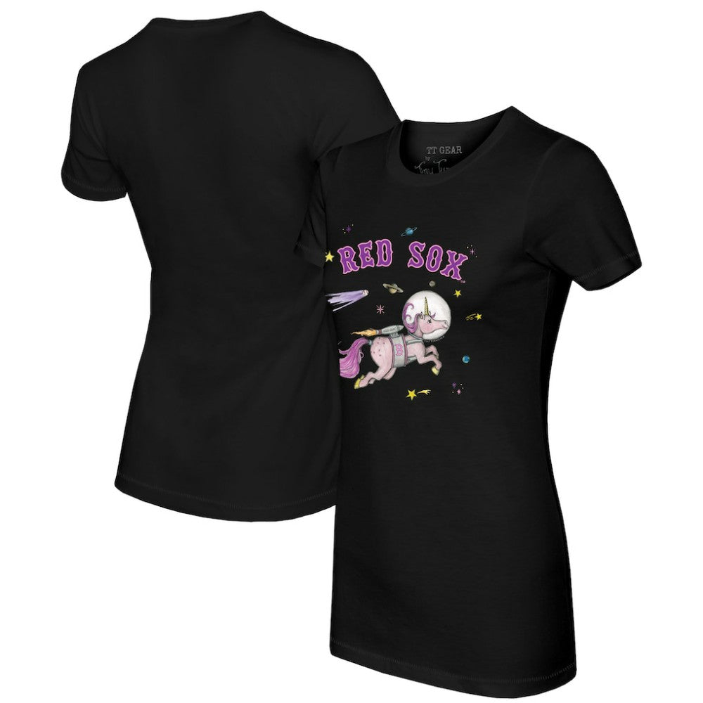 Boston Red Sox Tiny Turnip Women's Space Unicorn T-Shirt - Black