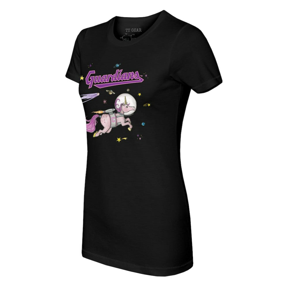 Cleveland Guardians Tiny Turnip Women's Space Unicorn T-Shirt - Black