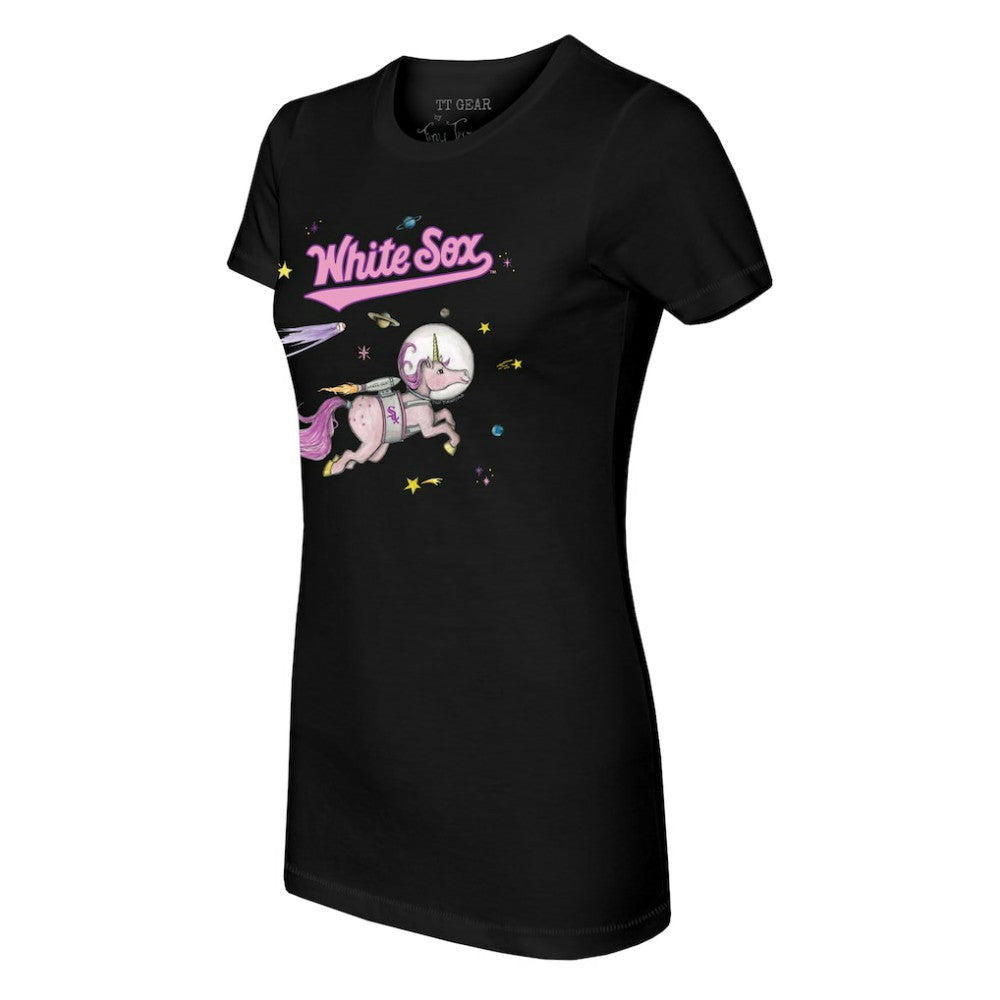 Chicago White Sox Tiny Turnip Women's Space Unicorn T-Shirt - Black