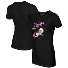 Kansas City Royals Tiny Turnip Women's Space Unicorn T-Shirt - Black