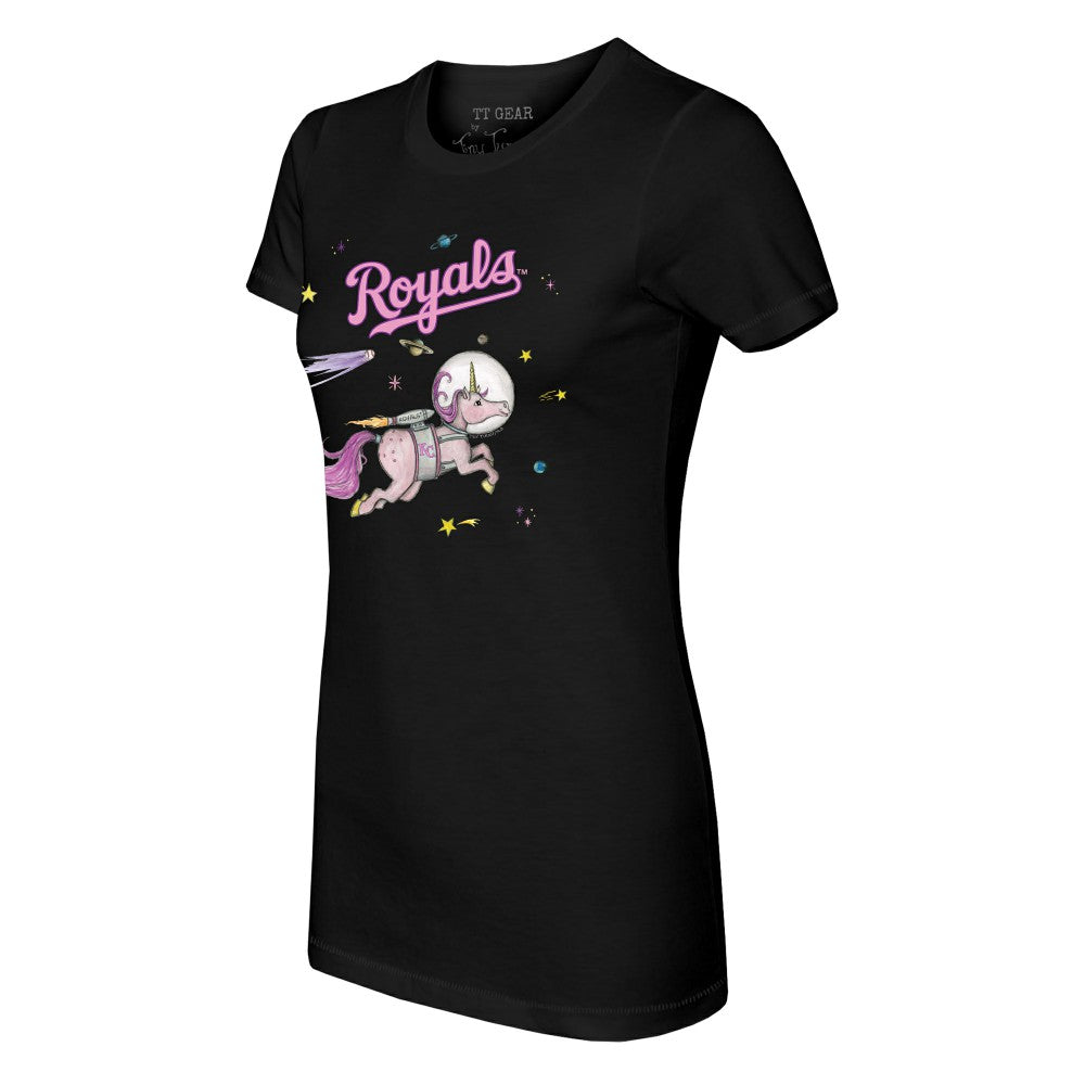 Kansas City Royals Tiny Turnip Women's Space Unicorn T-Shirt - Black