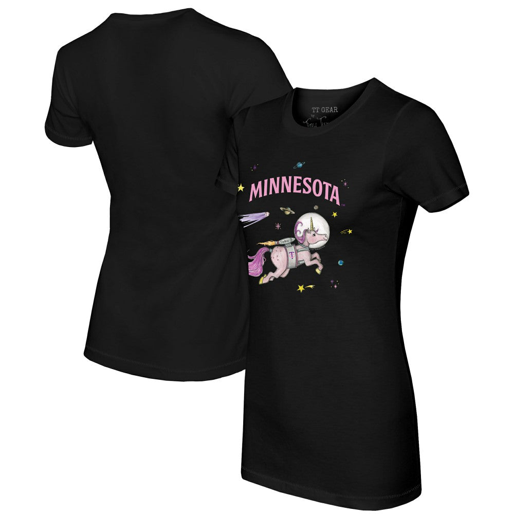 Minnesota Twins Tiny Turnip Women's Space Unicorn T-Shirt - Black