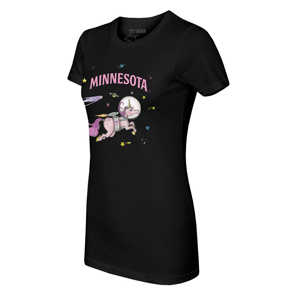 Minnesota Twins Tiny Turnip Women's Space Unicorn T-Shirt - Black