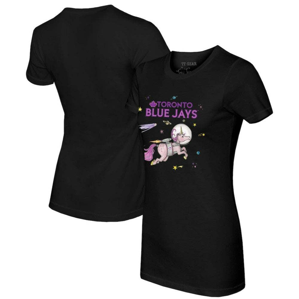 Toronto Blue Jays Tiny Turnip Women's Space Unicorn T-Shirt - Black