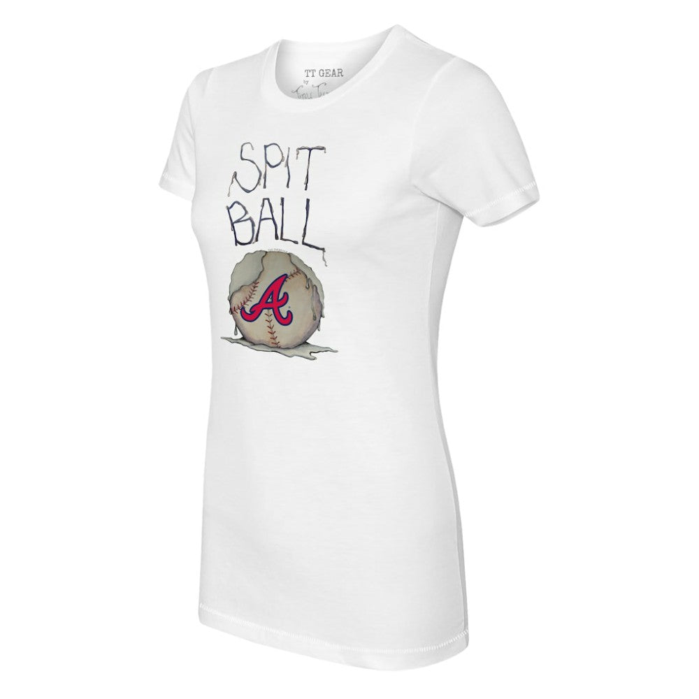 Atlanta Braves Tiny Turnip Women's Spit Ball T-Shirt - White