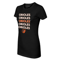 Baltimore Orioles Tiny Turnip Women's Stacked T-Shirt - Black