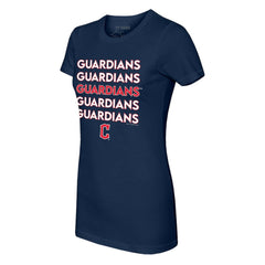 Cleveland Guardians Tiny Turnip Women's Stacked T-Shirt - Navy