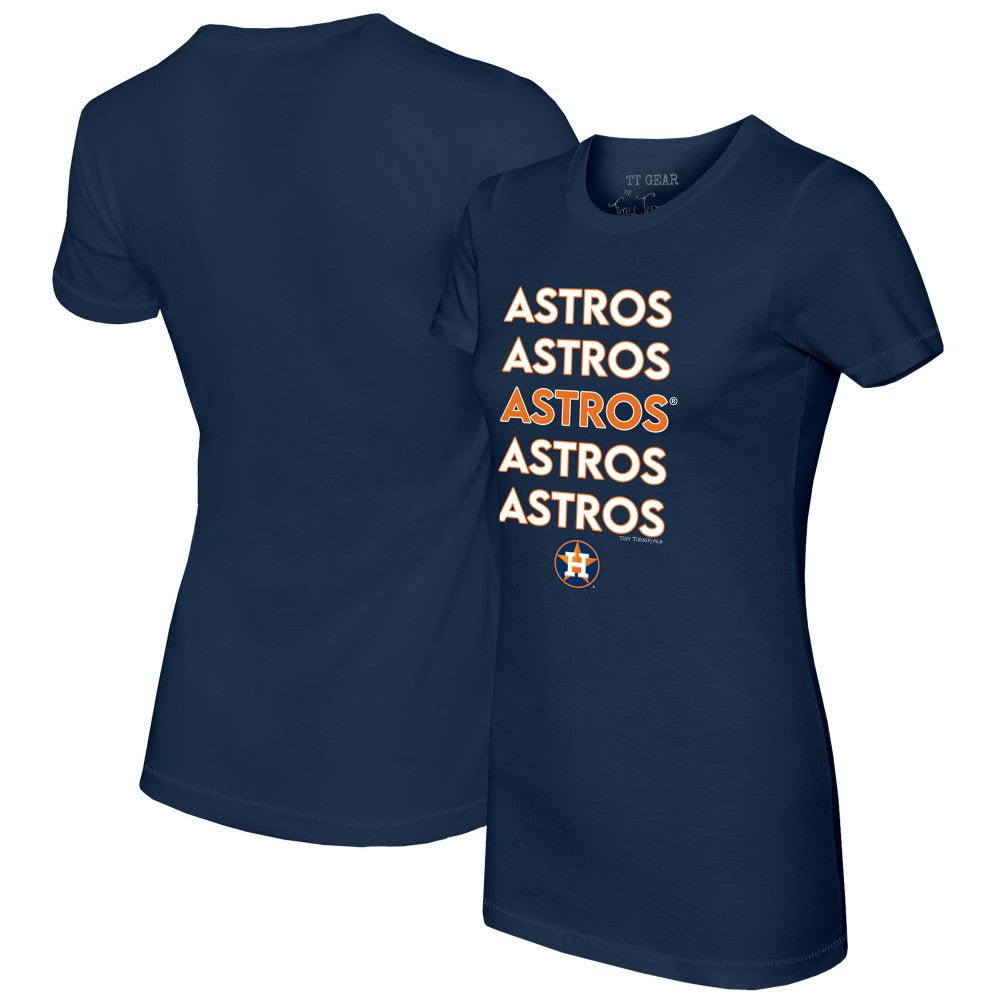 Houston Astros Tiny Turnip Women's Stacked T-Shirt - Navy
