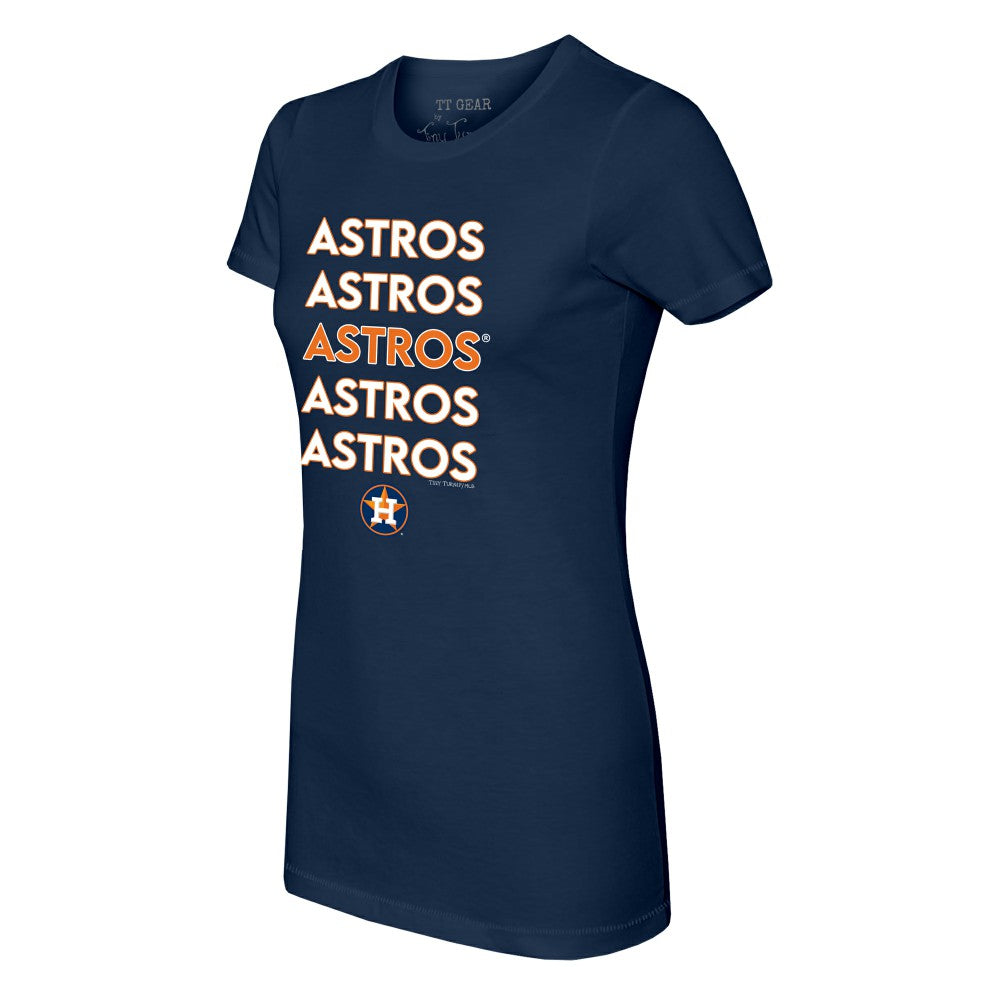 Houston Astros Tiny Turnip Women's Stacked T-Shirt - Navy