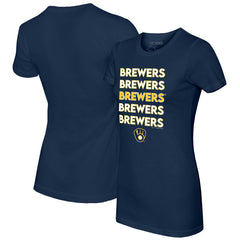 Milwaukee Brewers Tiny Turnip Women's Stacked T-Shirt - Navy
