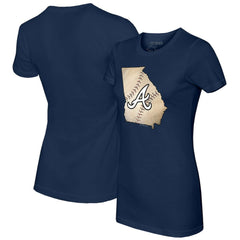 Atlanta Braves Tiny Turnip Women's State Outline T-Shirt - Navy