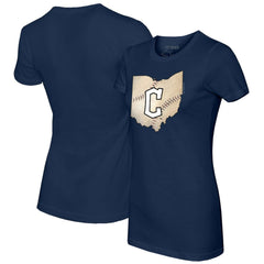 Cleveland Guardians Tiny Turnip Women's State Outline T-Shirt - Navy
