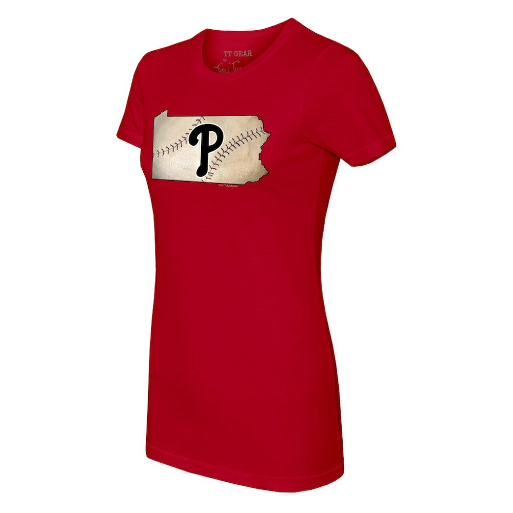 Philadelphia Phillies Tiny Turnip Women's State Outline T-Shirt - Red
